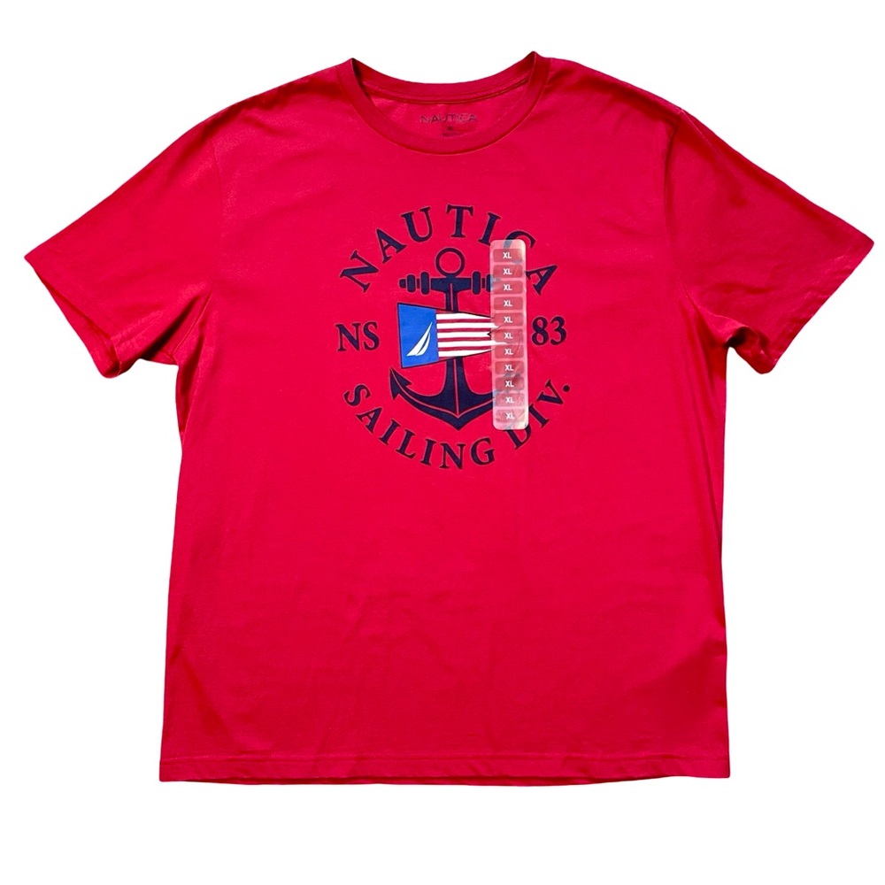 NWT Nautica Men’s Red Graphic Short Sleeve Shirt USA Size XL